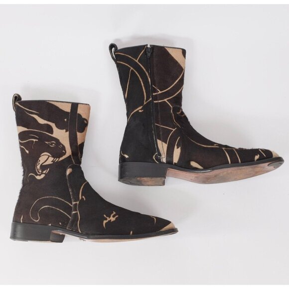 Y2K Valentino Mens 42 US 9 boots tiger face calk skin fur - Picture 2 of 11